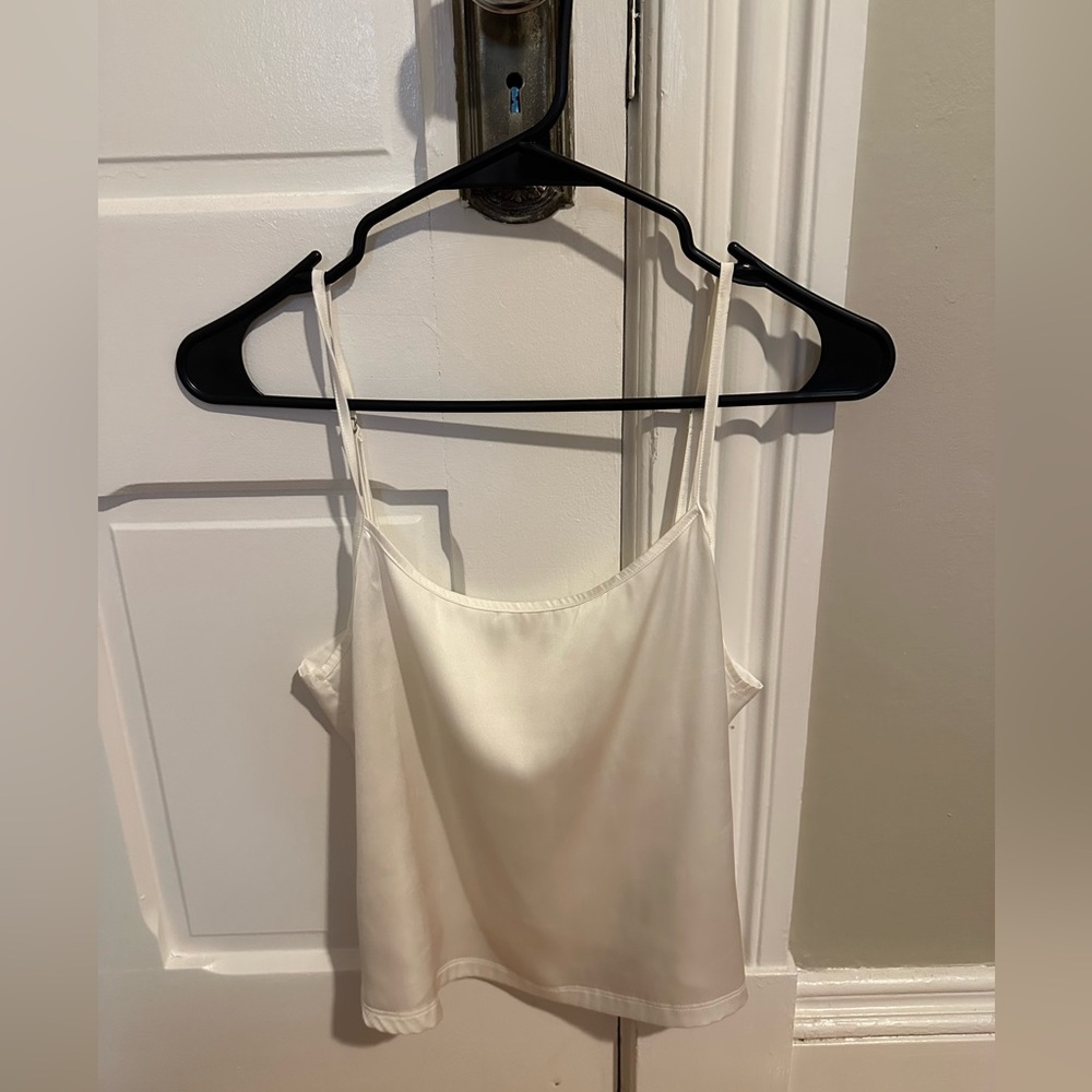 Brandy Melville white satin tank
Size small 
Cross posted